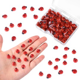 Yylaiire 100 Pcs Mini Ladybugs, Resin Ladybugs for Crafts, DIY Mini Resin Animals, Micro Landscape Decorations, Tiny Lady Bug Ornaments for Garden Home Party and Craft Supplies, Dollhouse Accessories