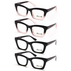 LUFF 4 Pack Oversized Blue Light Blocking Reading Glasses for Women/Men,Fashion Computer Square Readers with Spring Hinge(1.5X)