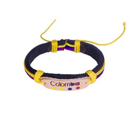 CharmsOfTheWorld Handmade Bracelet from Medellin - Colombia Flag Colors - Adjustable Sliding Knot