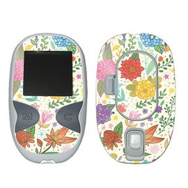 MightySkins Glossy Glitter Skin Compatible with Care Touch Glucose Meter - Flower Garden | Protective, Durable High-Gloss Glitter Finish | Easy to Apply | Made in The USA