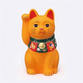 Yakushi Kiln Maneki Neko (Yellow, Small), Lucky Dzukushi (Includes Lucky Sticker)