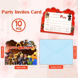 10Pcs Party Invitations Kids Birthday Party Invitations for Kids, Party Invites Boys Girls Children with Envelopes, Double Sided Invite Cards for Birthday Baby Shower Party