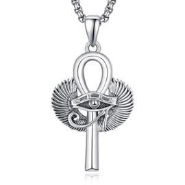 KATHLU Jesus Cross Pendant Necklace for Men 925 Sterling Silver Religion Medals Amulet Protection Crucifix Necklace Jesus Cross Jewellery Gift, Silver, No Gemstone