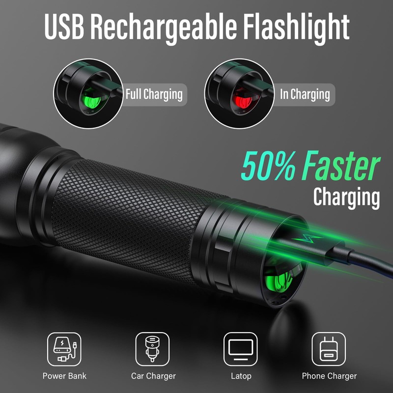 RECHOO Rechargeable Flashlights High Lumens, G1000 Super Bright Flash Light,
