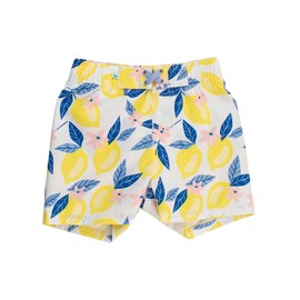 RUGGEDBUTTS Boys UPF50+ Sun Protection Fruits & Florals Swim Trunks - Lemon Capri, 4T