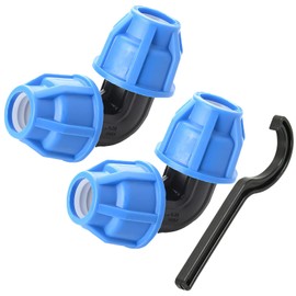 2 pieces PE pipe screw connection angle 90°, 20 mm drinking water fitting, PP fitting connector for water pipe plastic, PE pipe 20 mm connector plastic for indoor and outdoor installations