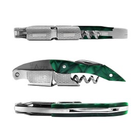 Professional Wine Opener and Foil Cutter Set with Wooden Handle, Stainless Steel Blades for Wine Lovers (Resin (Green))