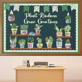 Mooliwe 55 Pcs Plant Bulletin Board Decoration Plant Kindness Grow Greatness Bulletin Board Set Greenery Cutouts Positive Succulent Potted Kits for Back to School Classroom Elementary Teacher Decor
