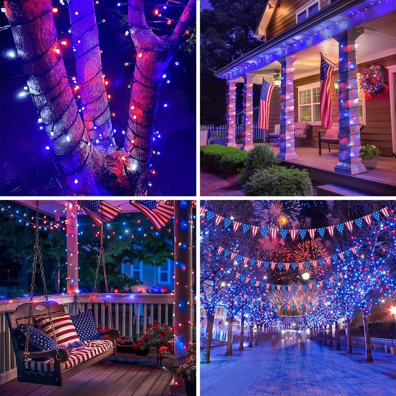 ITICdecor 4th of July Decorations 100 LED Red White and