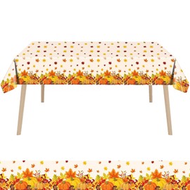 ALLY-MAGIC Thanksgiving Table Cloth, Autumn Table Cloth Plastic Rectangular Plastic Wipe Clean Tablecloth Fall Party Tablecloth for Thanksgiving Harvest Table Decorations, 137 x 274cm Y4FYZB