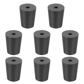 sourcing map Rubber Tapered Plug 16mm to 20mm Solid Test Tubes Bungs Stopper with Hole Black for Lab Home 8 Pieces