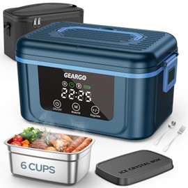 𝟐𝟎𝟐𝟔 𝐔𝐩𝐠𝐫𝐚𝐝𝐞𝐝 Cordless Electric Lunch Box, 6 Cups & 24000mAh Rechargeable Heated Lunch Box with Ice Crystal Box, 24 Hours Scheduled Self Heating Lunchbox For Men Women(Blue)