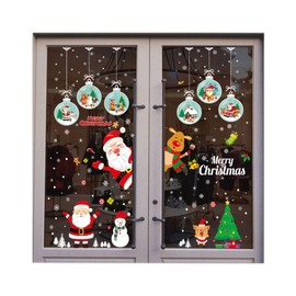 Moscare 3PCS Christmas Window Clings Stickers,Removable PVC Staic Stickers for Christmas,Shop,Home，Party Window Decorations