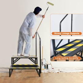 Kinchoix 2 Step RV Stairs, Hot Tub Steps, Outdoor Spa Step Ladder with Handrail,Portable Economy 5th Wheel Stair for Travel Trailer, Motor Home, Camper and Porch with Non-Skid Tapes