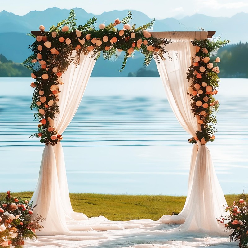 MEKOTRIN Wedding Arch Draping Fabric, 1 Panel 28" x20ft Chiffon