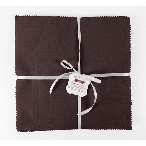 Soimoi Solid Dark Brown Precut 10-inch Cotton Fabric Bundle Quilting