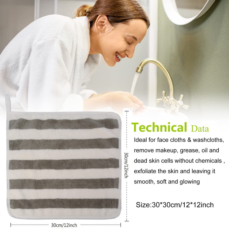 SINLAND Microfiber Washcloth Quick Dry Absorbent Soft Makeup Remover 12x12