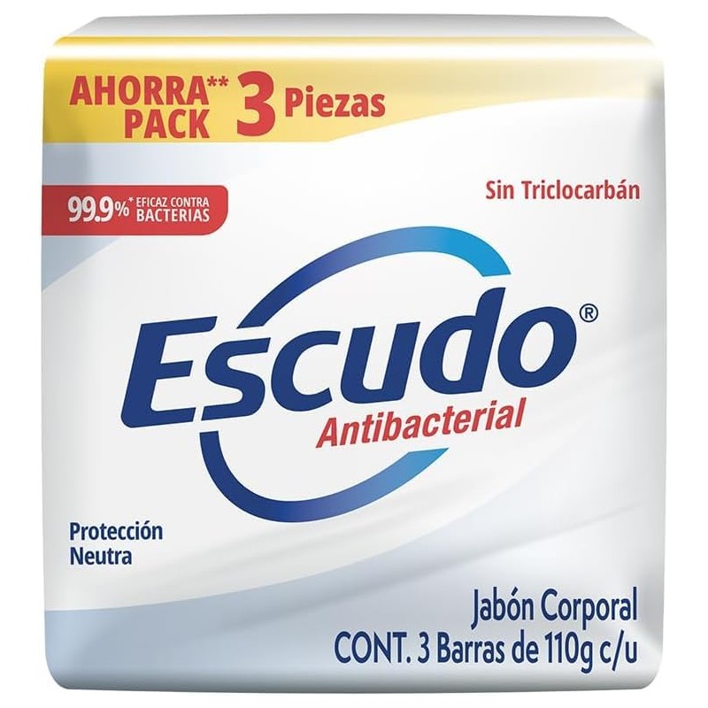 Escudo Antibacterial, Jabón Corporal en Barra de Protección Neutra, Paquete
