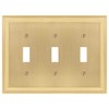 Amerelle 98TTTSB Daltry Wallplate, 3 Toggle, Cast Metal, Satin Brass,