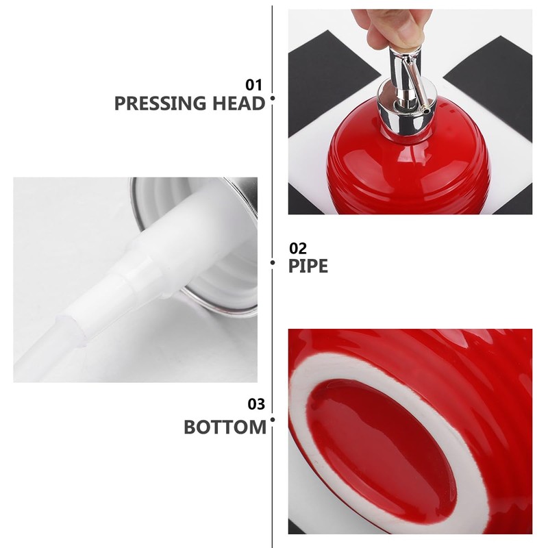 Alipis Ceramic Soap Dispenser Round Press Bottle Refillable Lotion Bottle