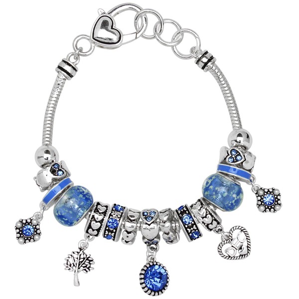 Falari Birthstone Bracelet Multi-Color Charm Beads Silvertone December OB07234-DEC