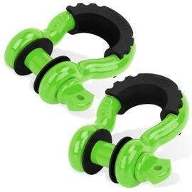Shackles 3/4" (2 PACK) LIBERRWAY D ring Shackle Rugged Unbreakable 28.5 Ton (57,000 Lbs) Maximum Break Strength with 7/8'' Pin Bow Screw Heavy Duty D Ring for Vehicle Recovery, Green