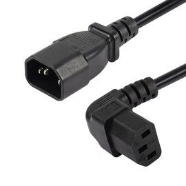 CERRXIAN 20cm 90 Degree IEC 320 C13 to C14 PDU Power Cable,C14 Male to Down Angle C13 Female Power Supply Extension Cord for Monitors,Computers,Etc(Dc13-c14)