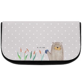 Mr. & Mrs. Panda Otter with Stone Cosmetic Bag, gray, Hand Drawn