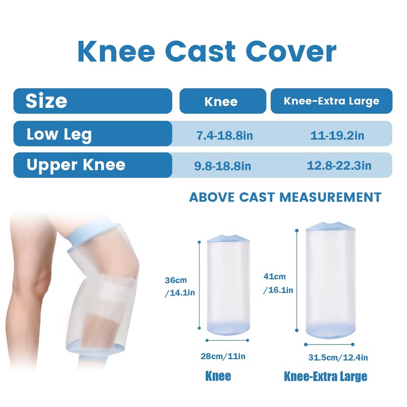 Knee Cast Cover for Shower, Waterproof Knee Cast Bag for