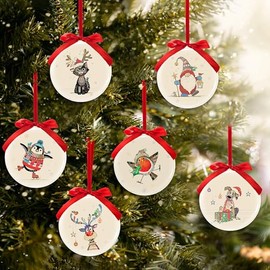 Lesser & Pavey Set of 6 Christmas Tree Baubles | Christmas Tree Decorations For All Types Of Trees | Kooks Christmas Decorations For Home or Office - Bug Art
