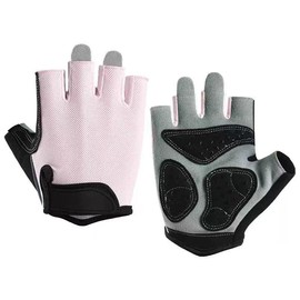 Men's & Women's Cycling & Gym Training Half Finger Gloves - Breathable, Anti-Slip, Padded Palm (Pink, Large)