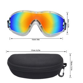 Mitubati Dog Sunglasses Pet Goggles for Medium Large UV Protection Wind Protection Dust Protection Adjustable Strap Dog Glasses Suitable for Snow Beach Motorcycle ((White Frame red Lens))