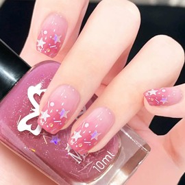 KAHSOSE Water Based Star Nail Polish Quick Dry, Non Toxic Star Glitter Nail Polish, Chunky Glitter Nail Polish for Kids & Adult, Fine Rainbow Glitter Nail Polish for All Seasons