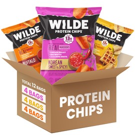 WILDE Protein Chips Variety Pack, High Protein Snacks for Adults, Keto Chips, Gluten Free, Low Carb Snack Box Made with Real Ingredients 1.34oz Bags, Pack of 12