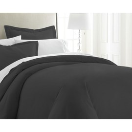 ienjoy Home Beckham Luxury Soft Brushed 1800 Series Microfiber Duvet Cover Set - Hypoallergenic, King, Black