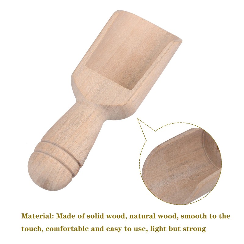 BQLZR 88x30mm Natural Wood Small Bath Salt Scoop Unfinished Unpainted