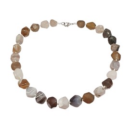 Treasure Bay Chunky Statement Natural Gemstone Beaded Necklace for Women, Women's Handmade Necklace (Agate)
