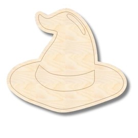 Unfinished Wood Etched Cute Witch Hat Shape | Paint by Line Crafts | up to 30" DIY 3" / 1/4"
