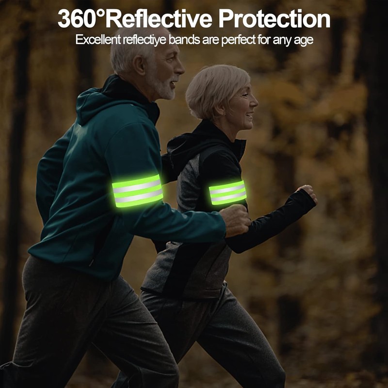 2 PCS High Visibility Armbands, Reflective Wristband, Elasticated Ankle Bands