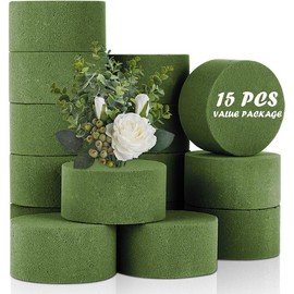 TAOPE Flower Foam Cylinder Pack of 15 8 x 4 cm - Wet Floral Foam, Moss, Floral Material - Cone Flower Arrangements - Sponge for Crafts, Wedding, Gifts, Decoration - Flowers Arrangement