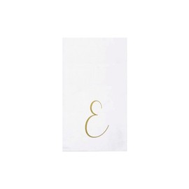 Vietri Papersoft Gold Monogram Guest Towels - E Pack/20-7.75" x 4.5" Spunlace Disposable Napkins
