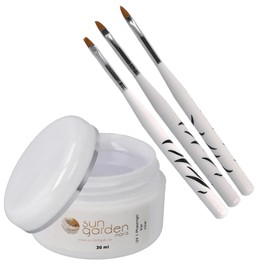 Sun Garden Nails 1-Phasengel klar 30ml inkl. 3tlg Pinsel UV Gel Nail Set