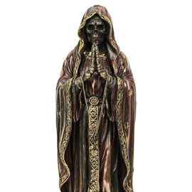 Veronese Design 7.5" Santa Muerte Rosario Prayer Resin Sculpture Antique Bronze Finish