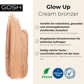 GOSH Glow Up Cream Bronzer for the Face I Liquid Bronzer for Tanning & Contouring I Long-Lasting Cream Bronzer I Easy to Blend I Vegan & Allergy Certified I 002 Bronze
