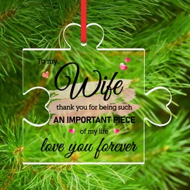 GROWTHMAGIC Wife Christmas Ornament 2024-3.5" Acrylic Puzzle Christmas Keepsake Gifts for Wife Fiancee Betrothed Wife Gifts for Wife from Husband