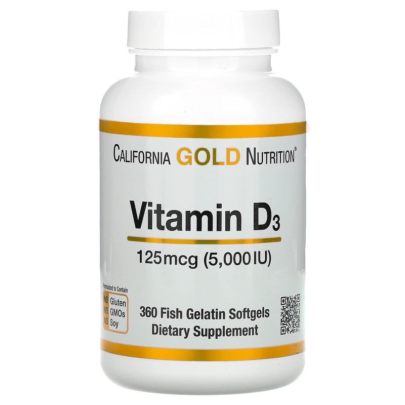 California Gold Nutrition Vitamin D3, 125 mcg (5,000 IU), 360