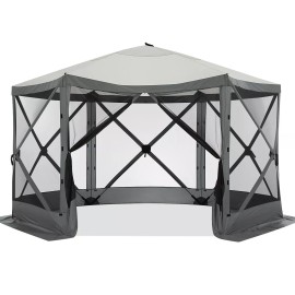 BoylyMia Pop Up Gazebo Screen Tent Screen House for Camping, 12FTx12FT Screen Room - Gray