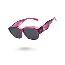 Meeloog Polarized Small Fit Over Glasses Sunglasses for Women, Vintage Retro Rectangle Covers Shades UV Protection MST0064 (P1 Wine Frame/Dark Grey Lens)