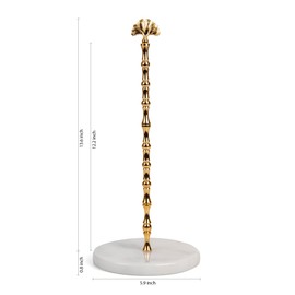 Y Luxe Gingko White-Gold Marble Countertop Paper Towel Holder - Elegant Kitchen/Bathroom Accessory -Standing Paper Towel Holder, Kitchen Paper Towel Roll Holder- for Bathroom Kitchen Countertop