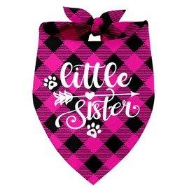 Little Sister Dog Bandanas, Dog Bandanas, Pet Dog Triangle Scarf Bandanas Bibs, Pet Scarf Accessories, Pet Baby Announcement Plaid Scarf Gender Reveal Accessories, Dog Bandana Pet Lovers Gifts (W12)